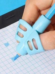 1入組素色矽膠筆夾適合學齡前兒童簡單便攜舒適握把兒童 - 藍色 - 查看 3