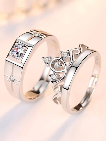 2 Unids/set Anillos De Pareja De Corona De Moda, Gran Regalo