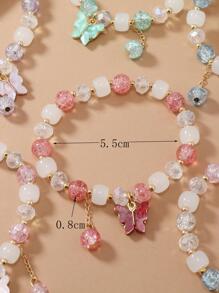 6 pezzi/set Braccialetto con perline alla moda con decorato farfalla per donne per regalo