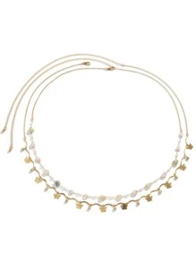 2 chiếc Chuỗi thắt lưng trang trí bằng đá & hạt trang trí - Vàng - Xem 4