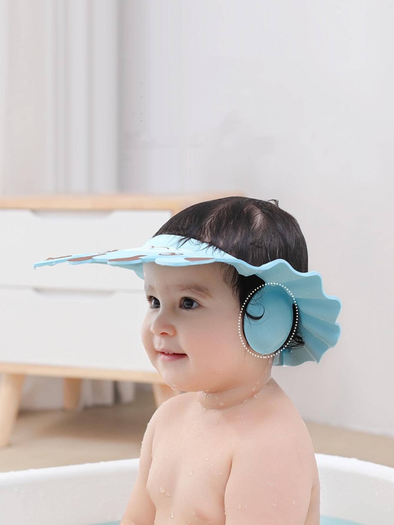 1 mũ tắm EVA, Mũ gội đầu thiết kế hoạt hình cho trẻ em cho phòng tắm - Màu xanh lam - Xem 1