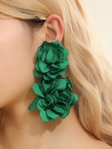 1 对时尚花朵耳坠，适合女士日常装饰情人节 - 綠色 - 查看 2