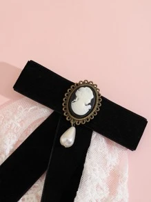 1入組女式公仔和人造珍珠裝飾時尚領結適合派對 - 彩色 - 查看 4