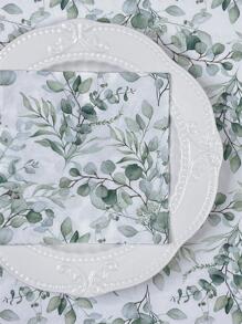 20 piezas/Set, Servilletas de papel desechables con estampado de hojas de eucalipto de 10 pulgadas x 10 pulgadas, papel de seda colorido para fiestas de primavera, bodas, té, restaurantes y cafeterías, decoración de comidas, fabricado con pulpa de madera virgen, artículos para fiestas