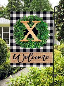 1pc Letter Graphic Garden Flag, Modern Polyester Flag For Outdoor