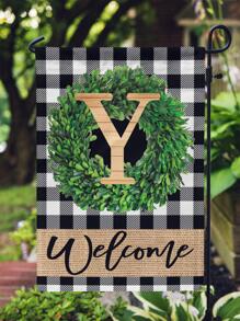 1pc Letter Graphic Garden Flag, Modern Polyester Flag For Outdoor