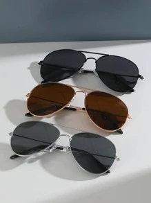 3pcs Metal Aviator Frame Decorative Fashion Glasses For Women For Summer Beach Vacation,Outdoor,Travel - Multicolor - View 1