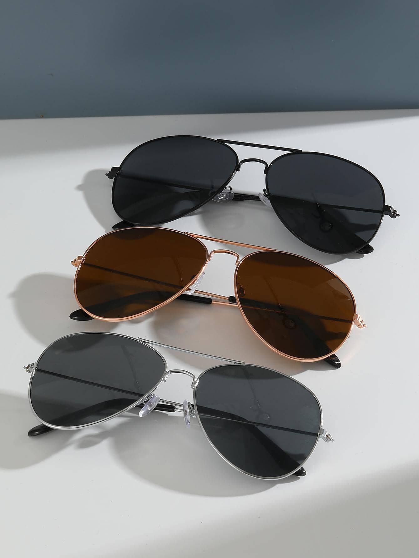 3pcs Metal Aviator Frame Decorative Fashion Glasses For Women For Summer Beach Vacation,Outdoor,Travel - Multicolor - View 1