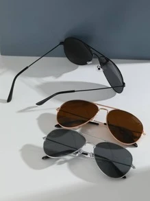 3pcs Metal Aviator Frame Decorative Fashion Glasses For Women For Summer Beach Vacation,Outdoor,Travel - Multicolor - View 3