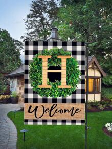 1pc Letter Graphic Garden Flag, Modern Polyester Flag For Outdoor