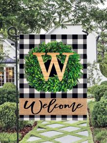 1pc Letter Graphic Garden Flag, Modern Polyester Flag For Outdoor