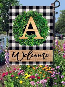 1pc Letter Graphic Garden Flag, Modern Polyester Flag For Outdoor