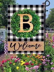 1pc Letter Graphic Garden Flag, Modern Polyester Flag For Outdoor