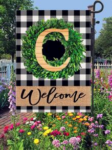 1pc Letter Graphic Garden Flag, Modern Polyester Flag For Outdoor