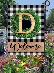 1pc Letter Graphic Garden Flag, Modern Polyester Flag For Outdoor