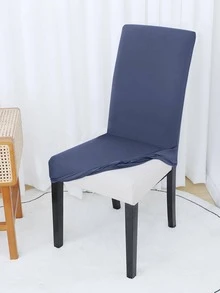 1 Đồng Màu Co Giãn Bọc Ghế Tối Giản Polyester Chống Thấm Nước Ghế Phòng Ăn Bọc Cho Gia Đình - Màu xanh hải quân - Xem 4