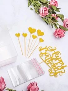 24 件蛋糕存钱罐，惊喜钱蛋糕拉出套件，蛋糕 ATM 存钱罐，带生日快乐蛋糕装饰闪闪发光的心，用于婚礼生日毕业派对祝贺的食物接触 - 金色 - 查看 3