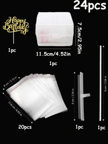 24 件蛋糕存钱罐，惊喜钱蛋糕拉出套件，蛋糕 ATM 存钱罐，带生日快乐蛋糕装饰闪闪发光的心，用于婚礼生日毕业派对祝贺的食物接触 - 金色 - 查看 6