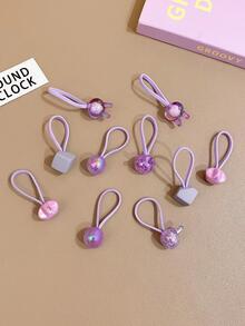 10 cái Dây buộc tóc trang trí ngôi sao & quả bóng cho bé gái để trang trí tóc - Màu tím - Xem 8