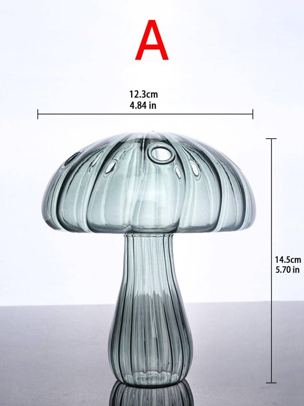1 pc Creative and cute Mushroom Vase Mushroom Shaped Bud Glass Vase