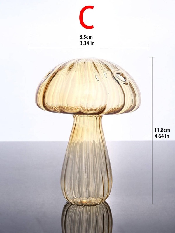 1 pc Creative and cute Mushroom Vase Mushroom Shaped Bud Glass Vase