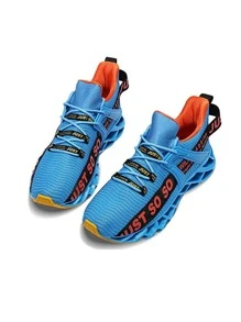 New Men's Fashion Walking Shoes Running Fashion Anti Slip Sports Shoes - 寶藍色 - 查看 2