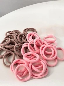 50 pièces Élastique pour cheveux unicolore décontracté pour femme, pour la vie quotidienne, accessoires roses, supports de queue de cheval, élastiques à cheveux, chouchous, corde à cheveux, élastique à cheveux