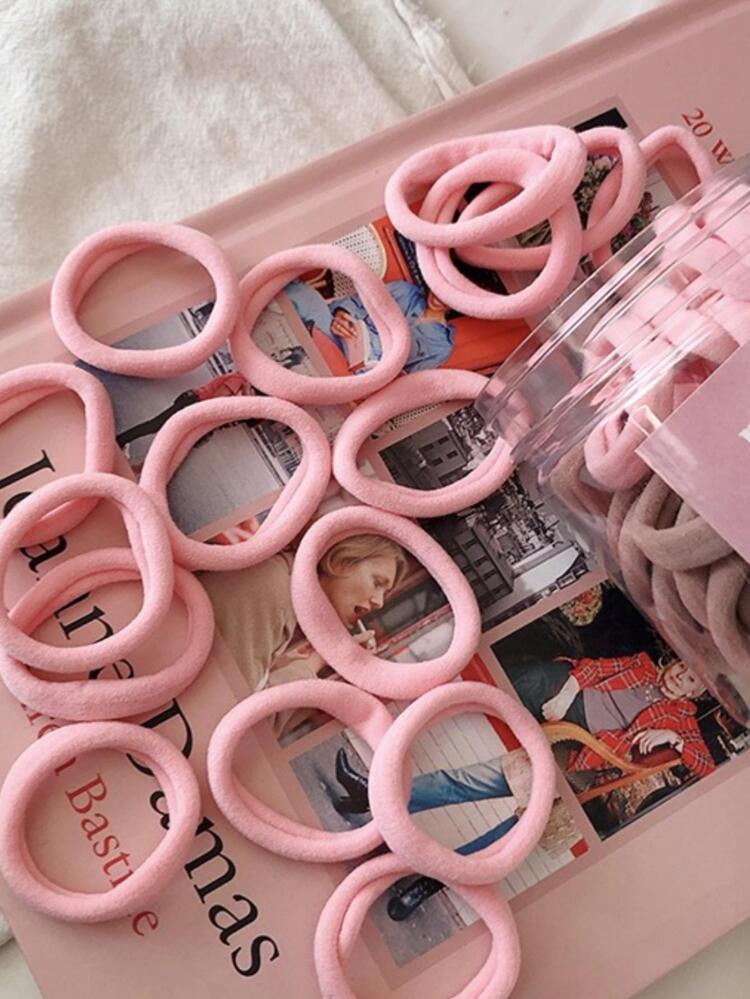 50pcs Women Solid Casual Hair Tie, For Daily Life,Pink Accessories Ponytail Holders Hair Elastics Hair Rubber Bands Scrunchies Hair Rope Elastic Hair Tie, Hair Bobbles Head Accessories Elastic Band Beauty Home Hair Accessories
