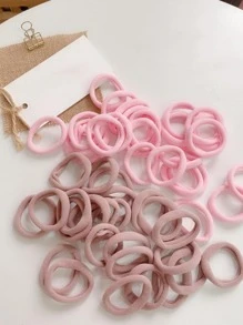 50 pièces Élastique pour cheveux unicolore décontracté pour femme, pour la vie quotidienne, accessoires roses, supports de queue de cheval, élastiques à cheveux, chouchous, corde à cheveux, élastique à cheveux