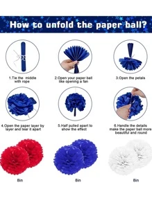 29入組獨立日紙拉旗、現代懸掛旗幟和漩渦裝飾傢居裝飾、派對 - 彩色 - 查看 6