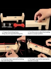 3pcs Creative Rope Braiding Tool Hand-Knitted Rope Rack For Bracelet Necklace DIY Handcraft Rope Knitting Fixing Tools Practical - Brown - View 4