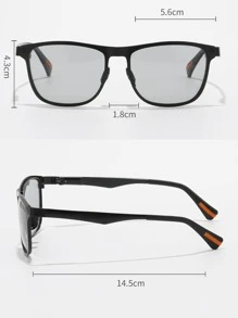Retro Square Metallic Day And Night Dual-Use Polarized Photochromic Sunglasses, Classic Fashion Accessory For Outdoor Sports, Riding, Traveling, Beach, Vacation, Driving, Fishing, UV Protection Glasses Casual Sunglasses Sun Glasses Beach Accessories Sun Glasses Sunglasses Shades For Summer Beach Vacation,Outdoor,Travel - Black - View 7