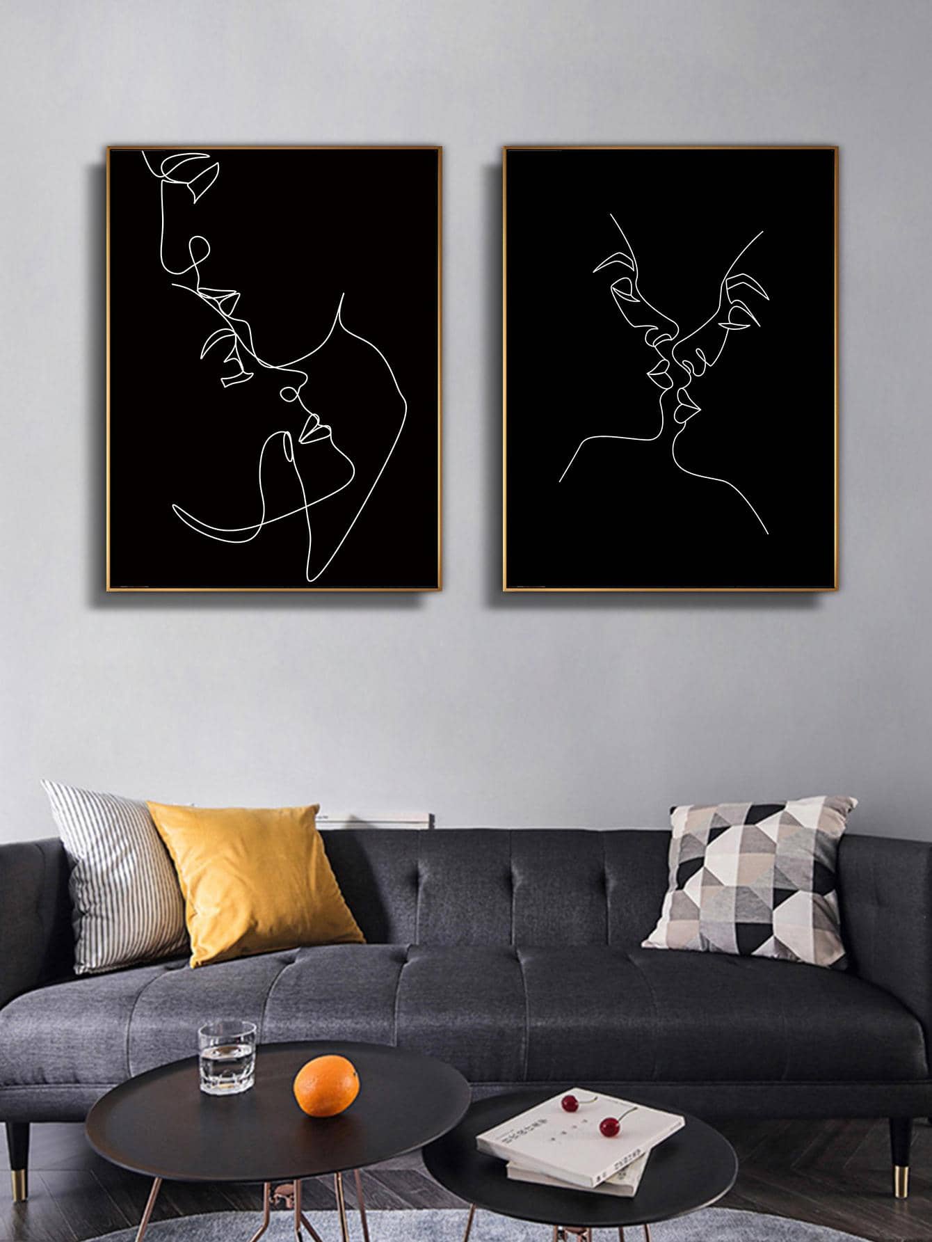 2入組人像圖案無框畫,現代化學纖維無框畫裝飾 - 黑與白 - 查看 1