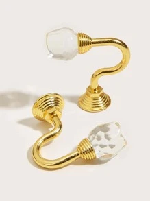 2 件/套铝合金窗帘钩，现代水钻设计窗帘钩，带 2 个螺丝，适用于家庭 - 金色 - 查看 5