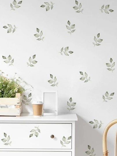 1pc PVC Wall Decal, Modern Leaf Pattern Wall Sticker For Home Wall Decor, Stickers, Wall Decal, Vinyl Decal For Home Decorations, Spring Decoration Items Refresh Your Home, Rama Decoration Stickers Gifts Birthday Graduation