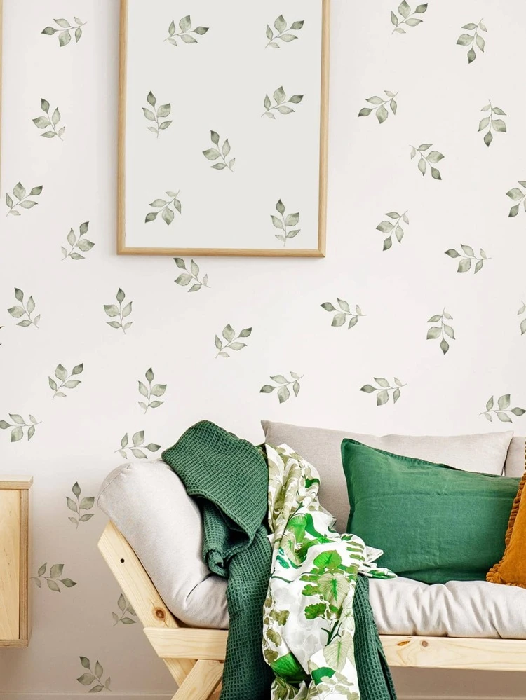 1pc PVC Wall Decal, Modern Leaf Pattern Wall Sticker For Home Wall Decor, Stickers, Wall Decal, Vinyl Decal For Home Decorations, Spring Decoration Items Refresh Your Home, Rama Decoration Stickers Gifts Birthday Graduation