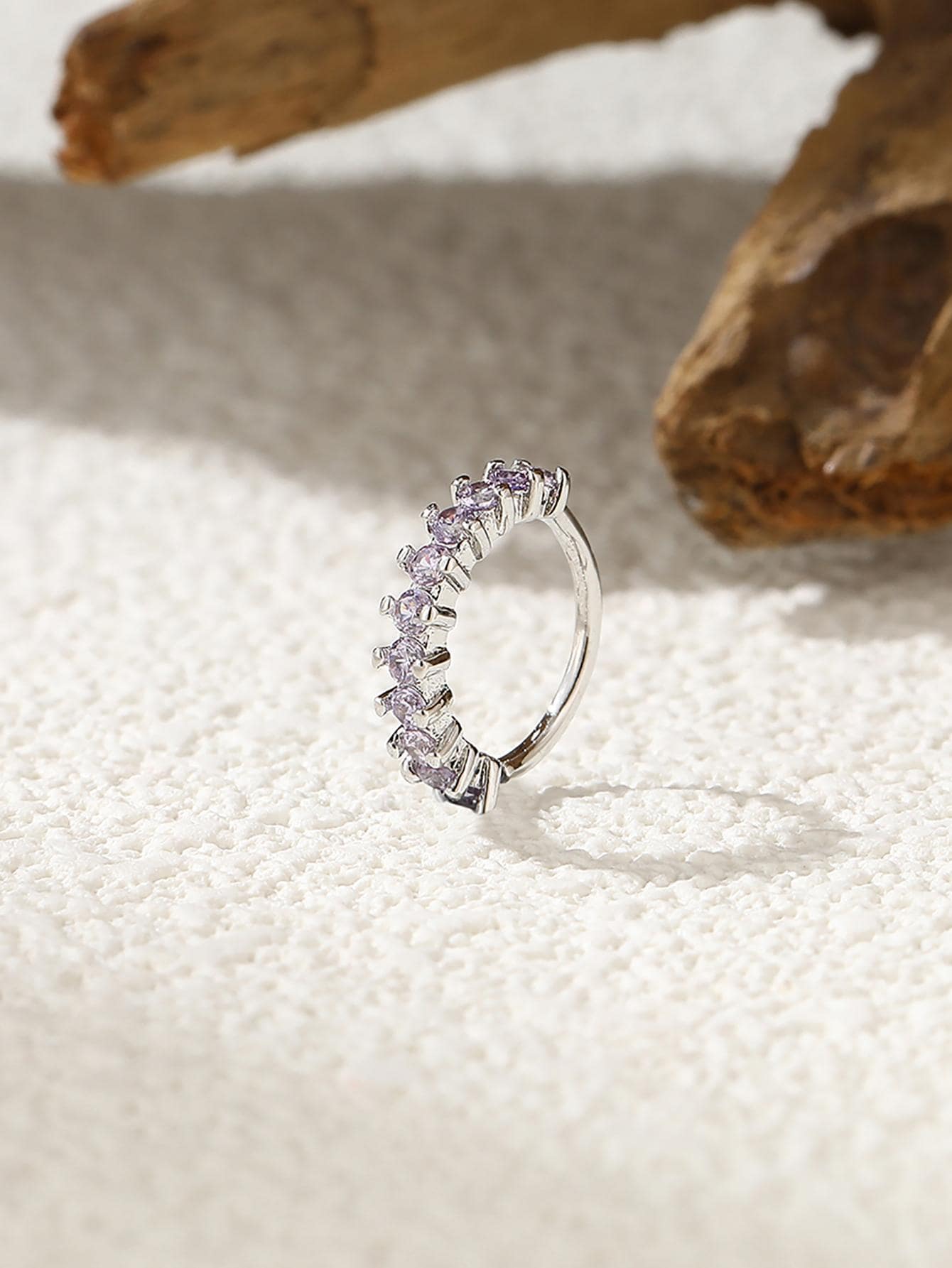 1 件时尚 Y2K 千禧别致微镶嵌浅粉色方晶锆石鼻环适合女性穿孔装饰