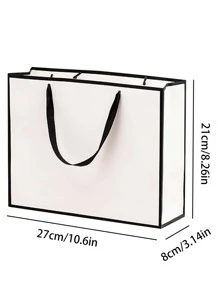 1 túi quà giấy, túi quà màu trơn tối giản cho gia đình, tiệc ngày lễ tình nhân - Đen và trắng - Xem 2