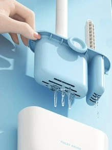 1 pieza Cepillo de baño de plástico , minimalista con mango largo cerca de las heces limpieza para cuarto de baño - Gris - Ver 4