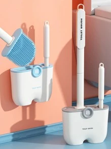 1 pieza Cepillo de baño de plástico , minimalista con mango largo cerca de las heces limpieza para cuarto de baño - Gris - Ver 1