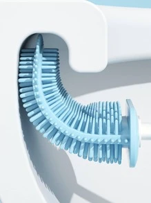 1 pieza Cepillo de baño de plástico , minimalista con mango largo cerca de las heces limpieza para cuarto de baño - Gris - Ver 7