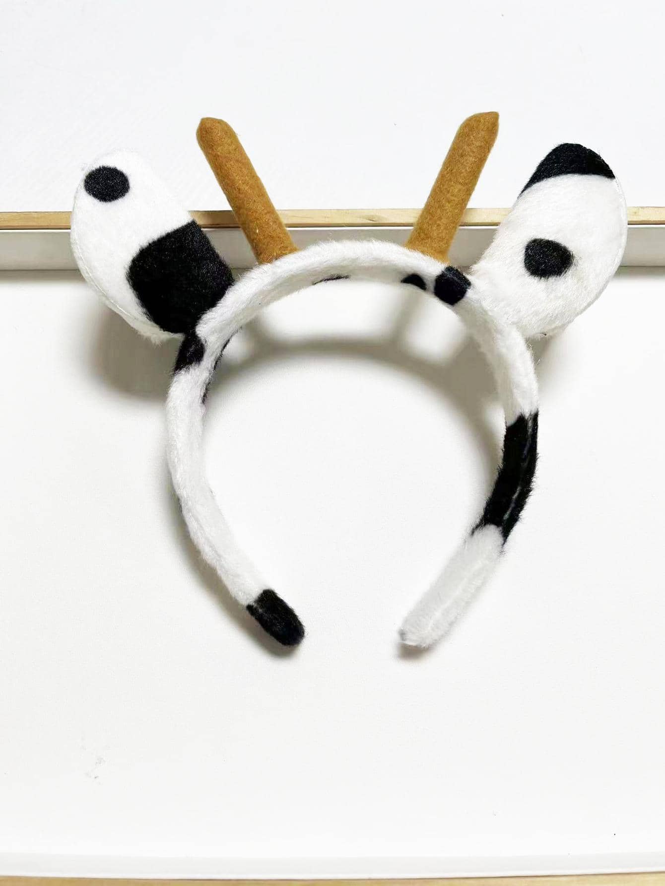 Nữ Ngẫu Nhiên Họa Tiết Bò Hoạt Hình Tai Trang Trí Dễ Thương Trang Phục Dây Đội Đầu Cho Trang Phục Dự Tiệc - Đen và trắng - Xem 1