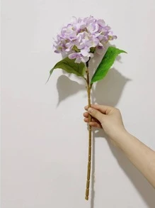 MEHELANY 1朵18.5英寸逼真丝绸绣球花，浅紫色，高品质人造花卉，适用于DIY婚礼花束、派对、家居装饰、厨房、花园、酒店、办公室、情人节、母亲节、返校季、春季家居及花园派对装饰，送给她的礼物（丝绸人造花） - 淡紫色 - 查看 5