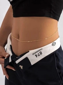 1Pc Thời Trang Kim Cương Giả Trang Trí Dây Thắt Lưng Cho Nữ Trang Trí Cơ Thể - Vàng - Xem 6