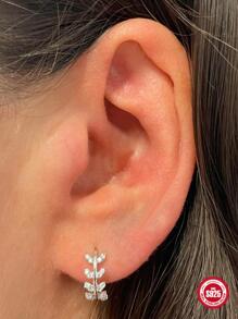 1 Peça Brinco 925 de Prata Folha Zircônia Piercing Cartilagem Daith Brinco Feminino Joias Fashion