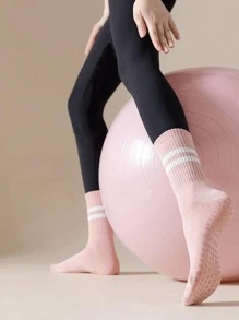 1pair Women Striped Print Anti-slip Casual Sports Socks For Daily Life