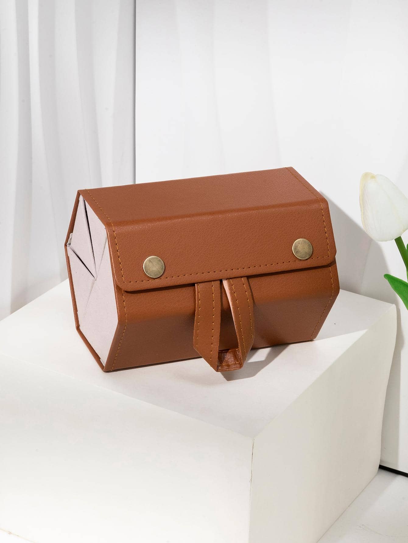 1個多層可摺疊攜帶式眼鏡盒,可容納6副眼鏡 - 棕色 - 查看 1