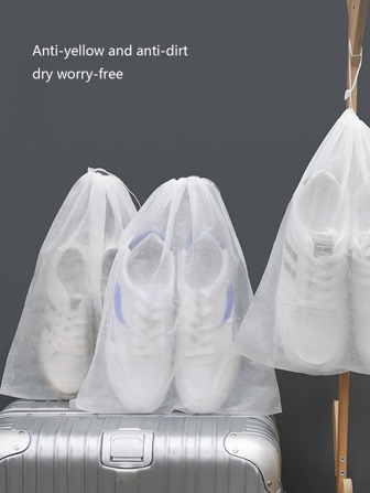 5 piezas/set no-tejido de tela Zapatos almacenamiento minimalista transparente moderno Zapatos con cordón Bolsa de almacenaje para casa con de viaje