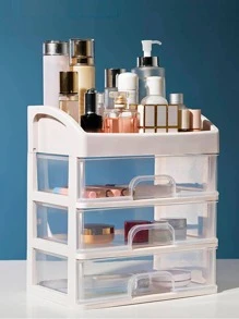 1 Hộp đựng mỹ phẩm để bàn trong suốt, Loại ngăn kéo, Kệ sắp xếp nhiều lớp, Nhãn dán ngẫu nhiên Quà tặng cho các cỡ M/l/xl (Kích thước s không đi kèm nhãn dán) - Trong sáng - Xem 3