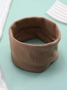 1入組女性素色時尚髮帶適用於日常 - 咖啡棕 - 查看 2